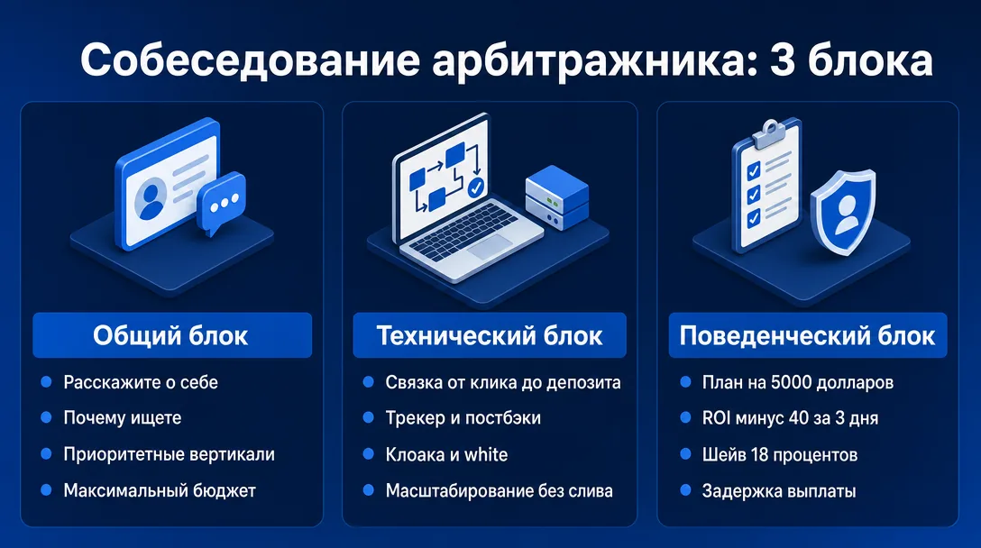 Три блока вопросов на собеседовании арбитражника