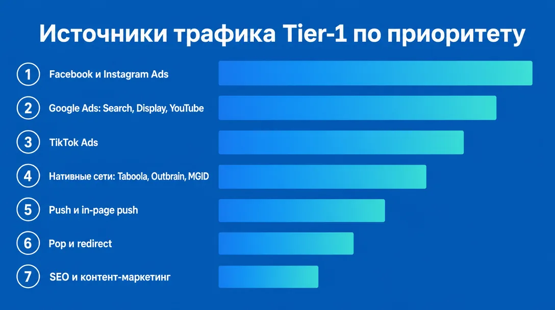 Рейтинг источников трафика для Tier-1 ГЕО
