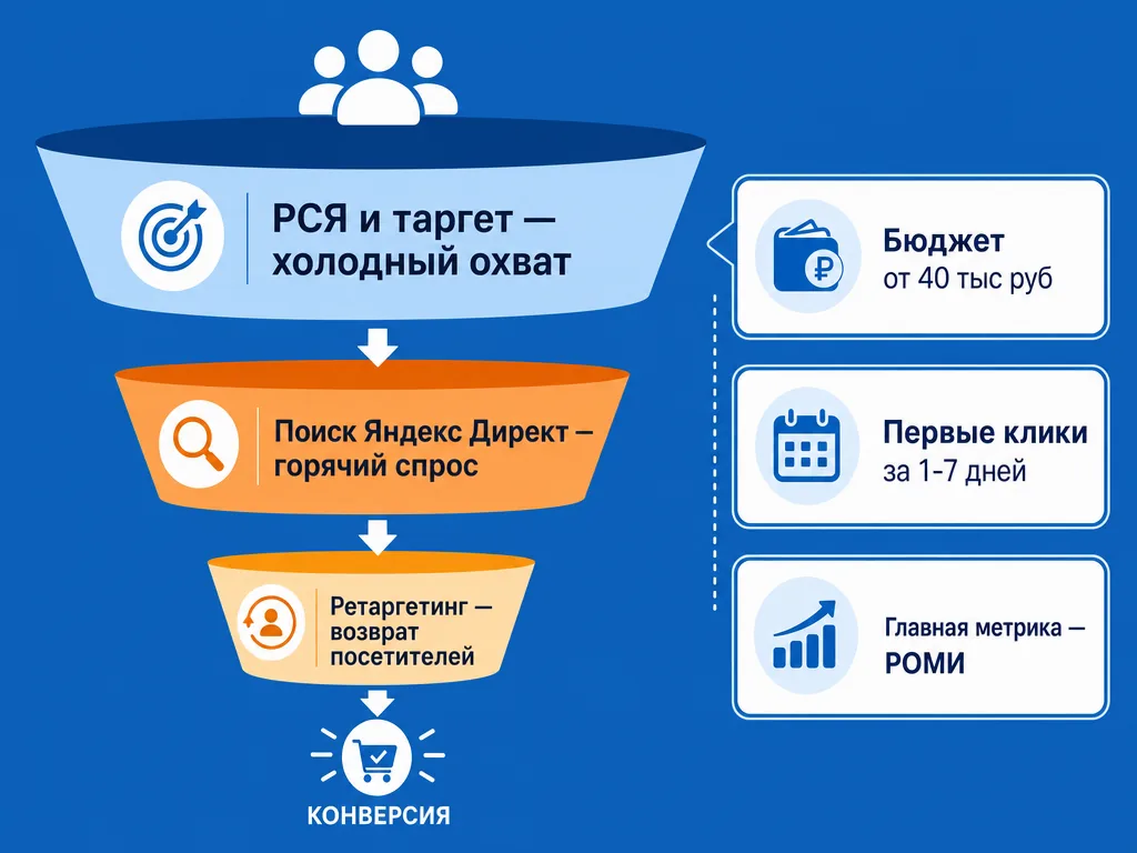 Диаграмма связки контекста, таргета и ретаргетинга