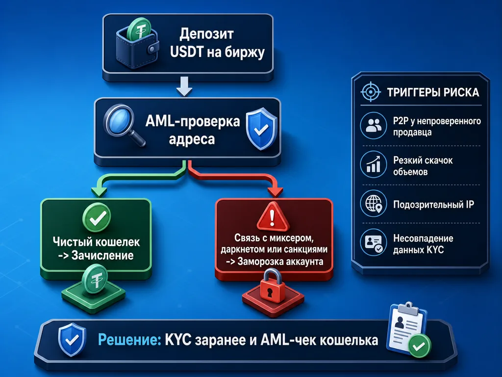Схема причин блокировки аккаунта на MEXC по AML проверке