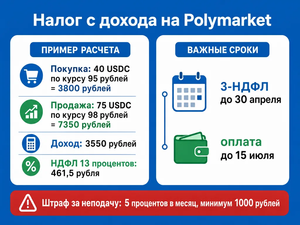 Расчет НДФЛ с дохода от Polymarket по статье 214.10 НК РФ