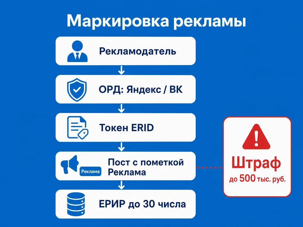 Схема маркировки рекламы через ОРД и ЕРИР