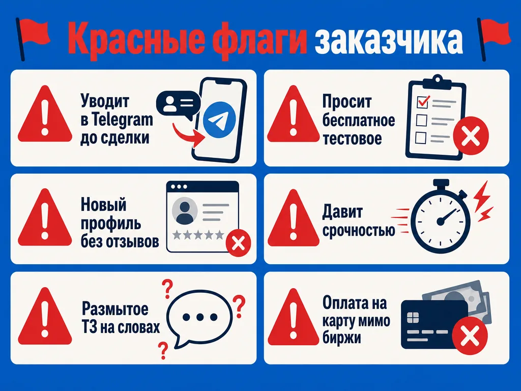 Красные флаги мошенников на биржах фриланса