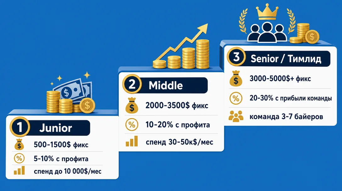 Зарплата медиабайера по уровням junior middle senior