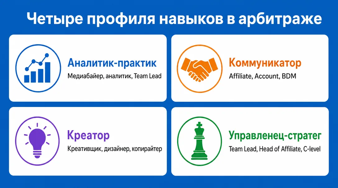 Четыре профиля навыков и подходящие роли в арбитраже трафика