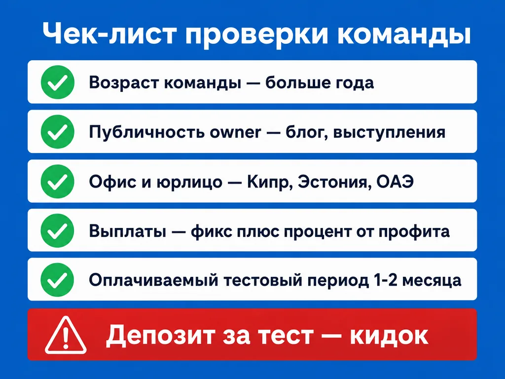 Чек-лист проверки арбитражной команды перед оффером