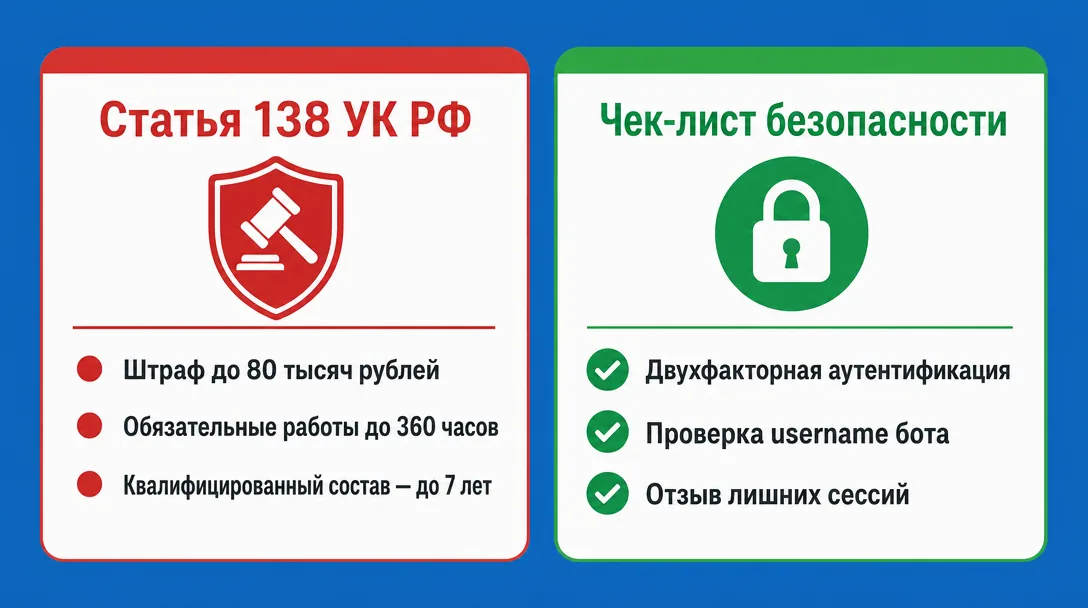 Юридические риски и чек-лист безопасности при работе с ботами Telegram