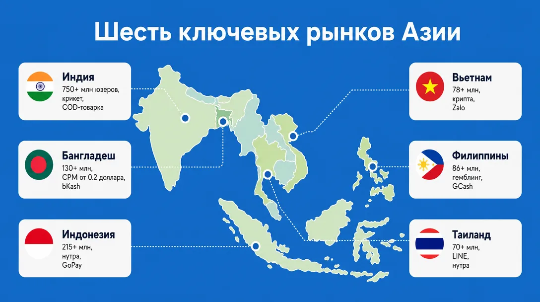 Сравнительная карта шести ключевых рынков Азии для арбитража