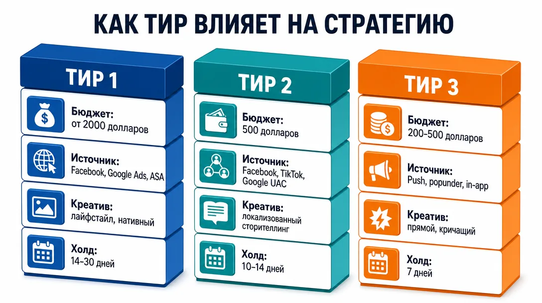 Схема влияния тира на бюджет источник и креатив