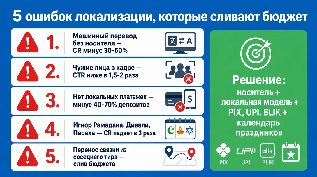 Топ ошибок локализации креативов в арбитраже