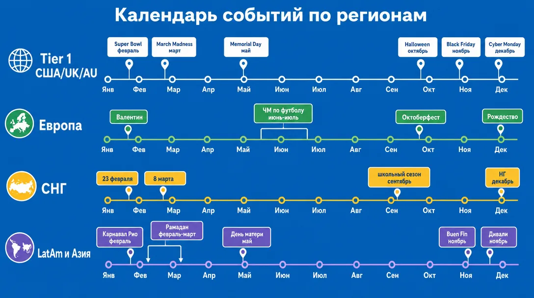 Календарь сезонных событий по регионам для арбитража