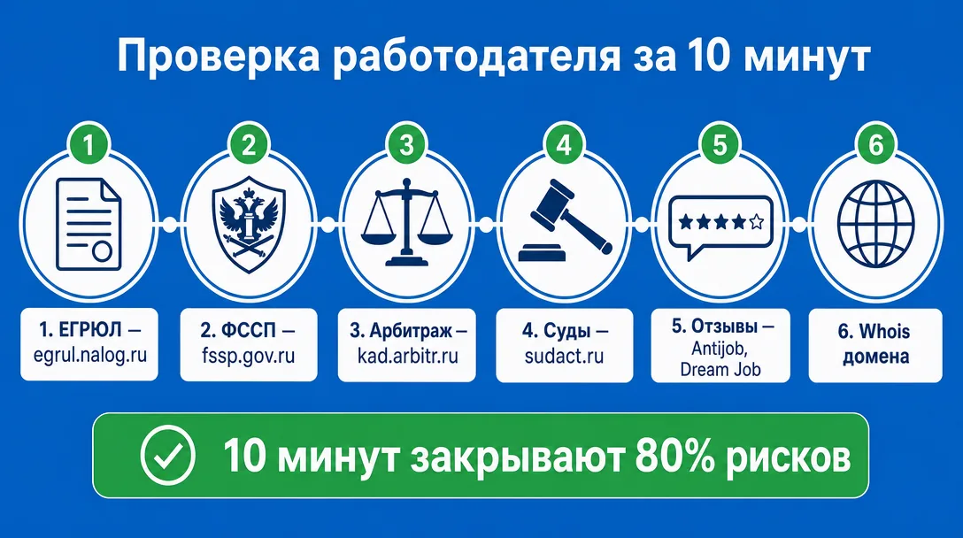 Пошаговый алгоритм проверки работодателя за 10 минут