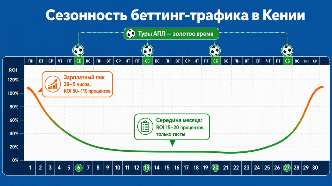 График сезонности трафика и зарплатного цикла в Кении
