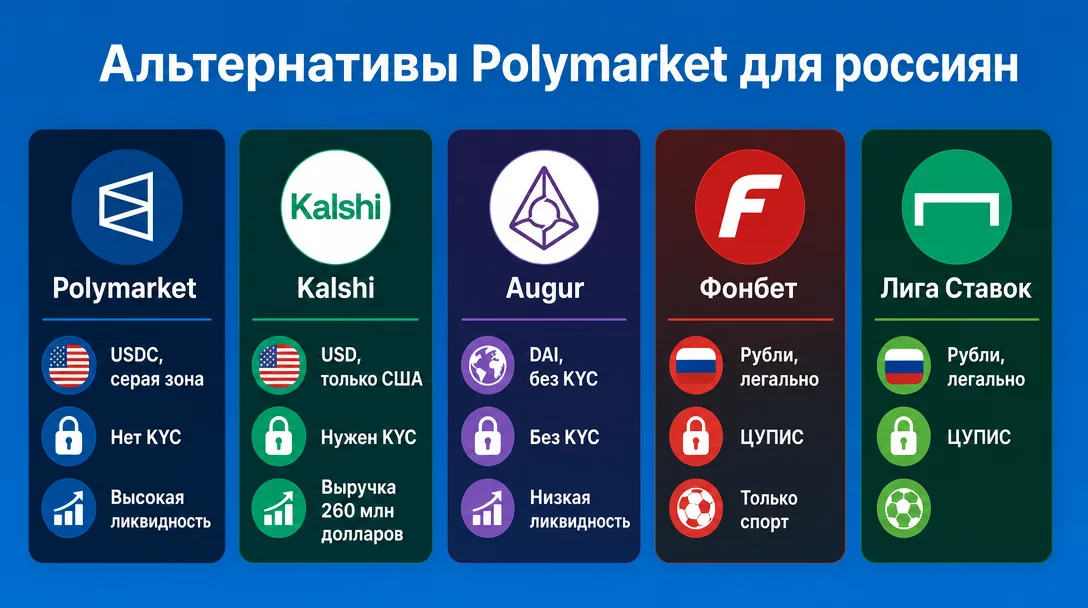 Сравнение альтернатив Polymarket для пользователей из России