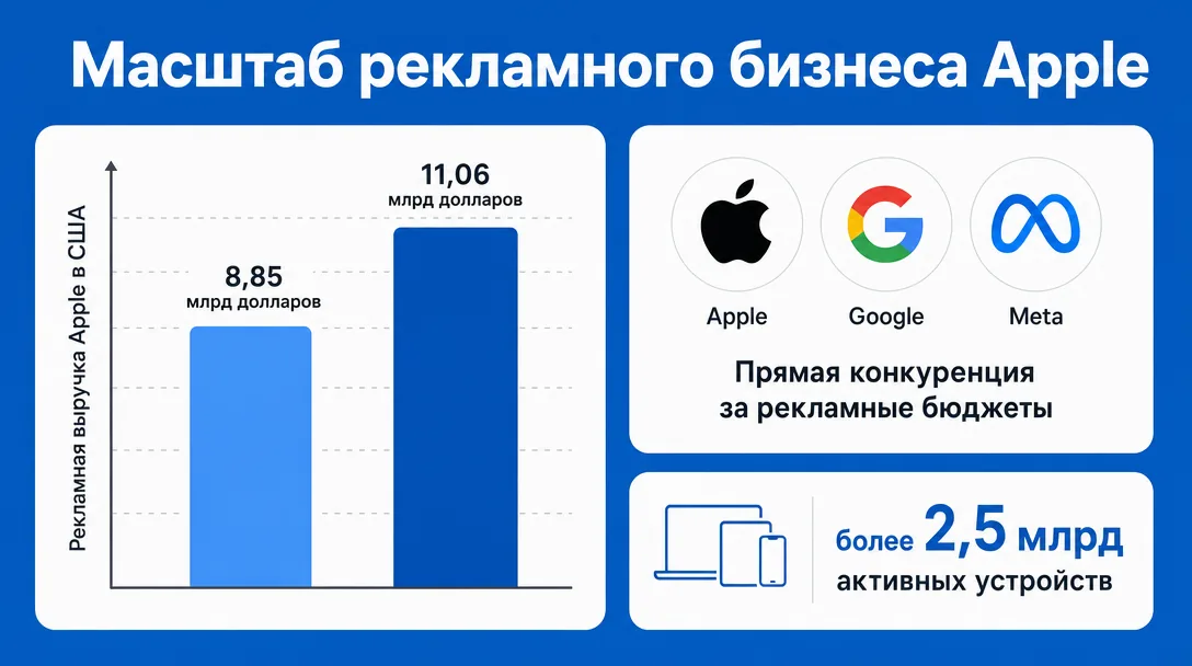 Прогноз рекламной выручки Apple в США и конкуренция с Google и Meta