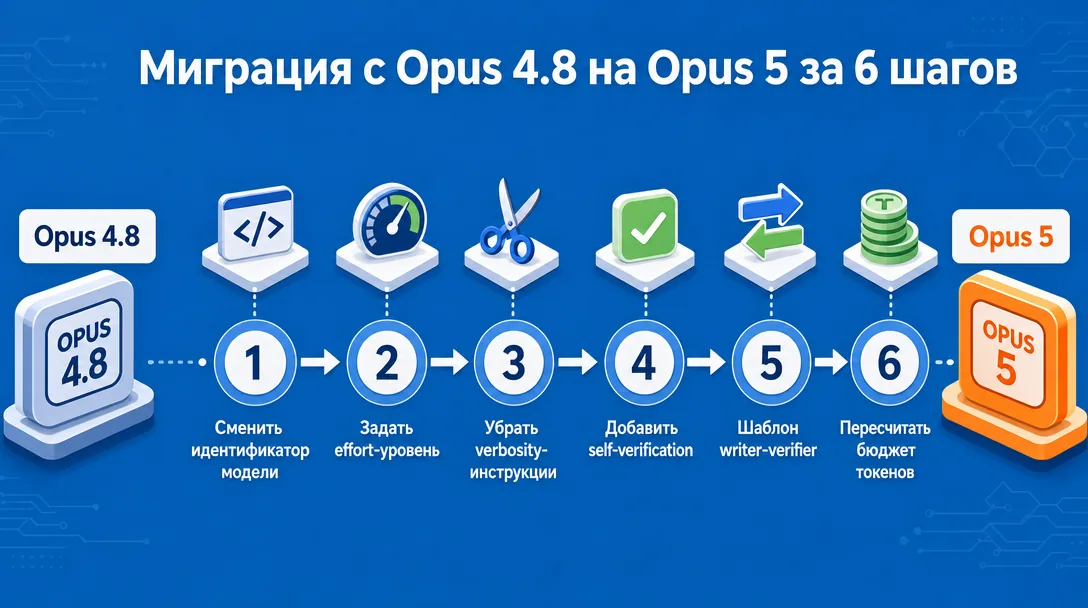 Схема пошаговой миграции промптов с Opus 4.8 на Opus 5