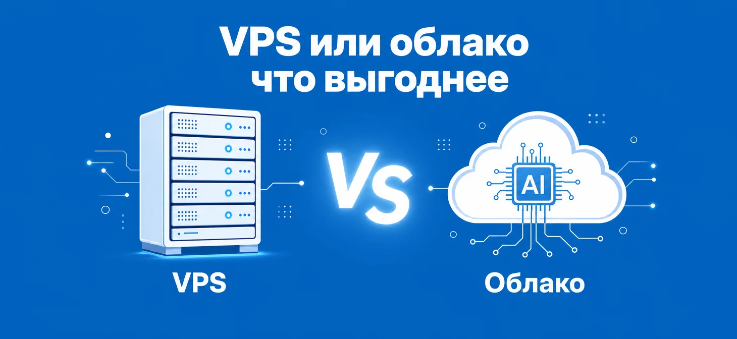 Иллюстрация сравнения VPS и облачных сервисов для бизнеса и AI