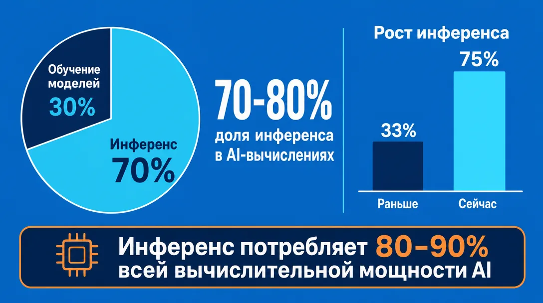 Инфографика роста доли инференса в AI-вычислениях