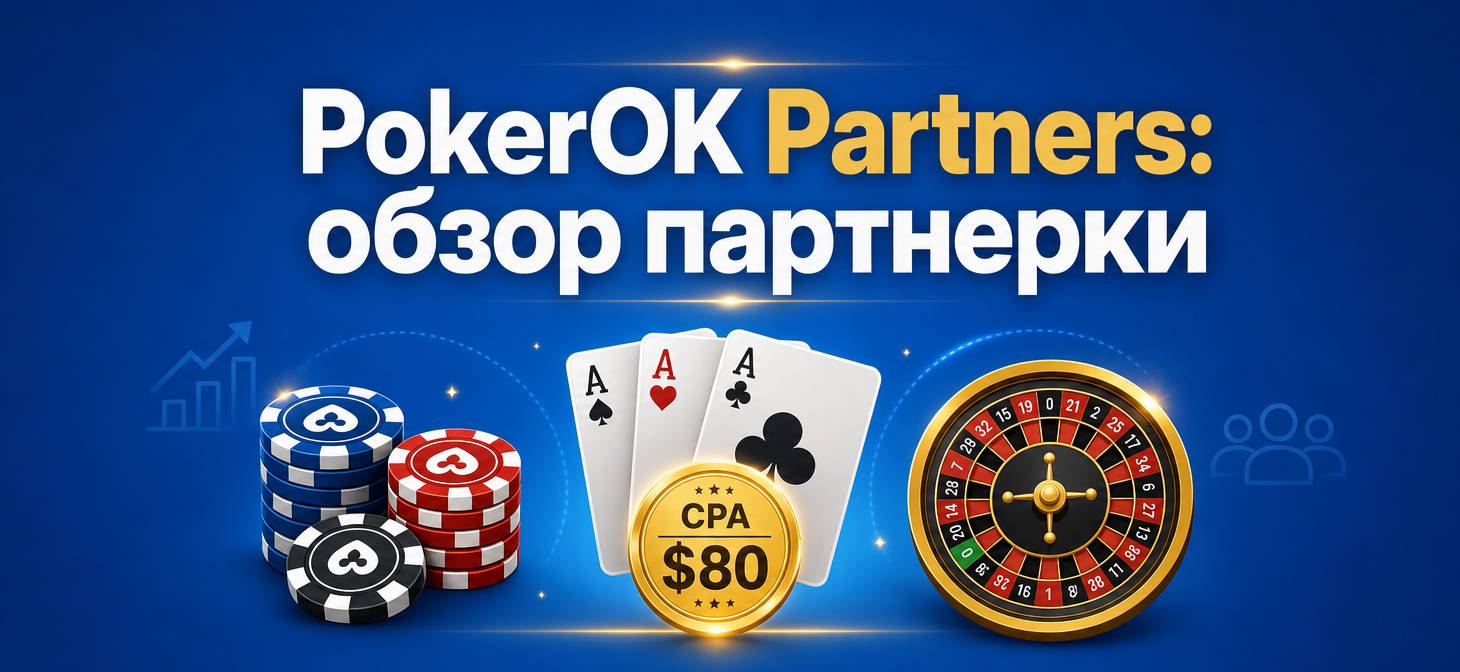 Обложка статьи об обзоре партнерской программы PokerOK Partners с CPA от 80 долларов