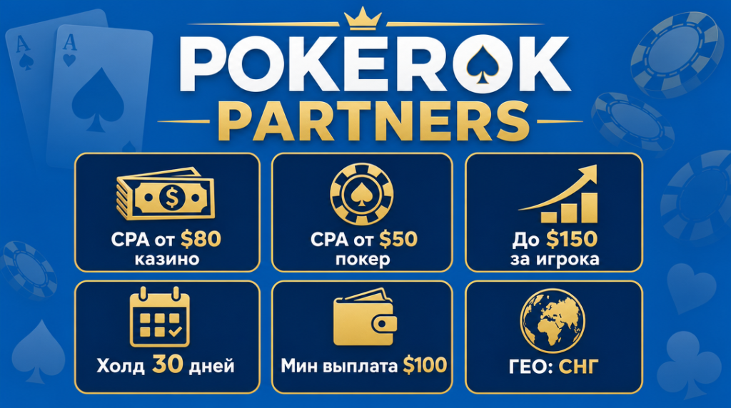 Инфографика условий партнерки POKEROK PARTNERS