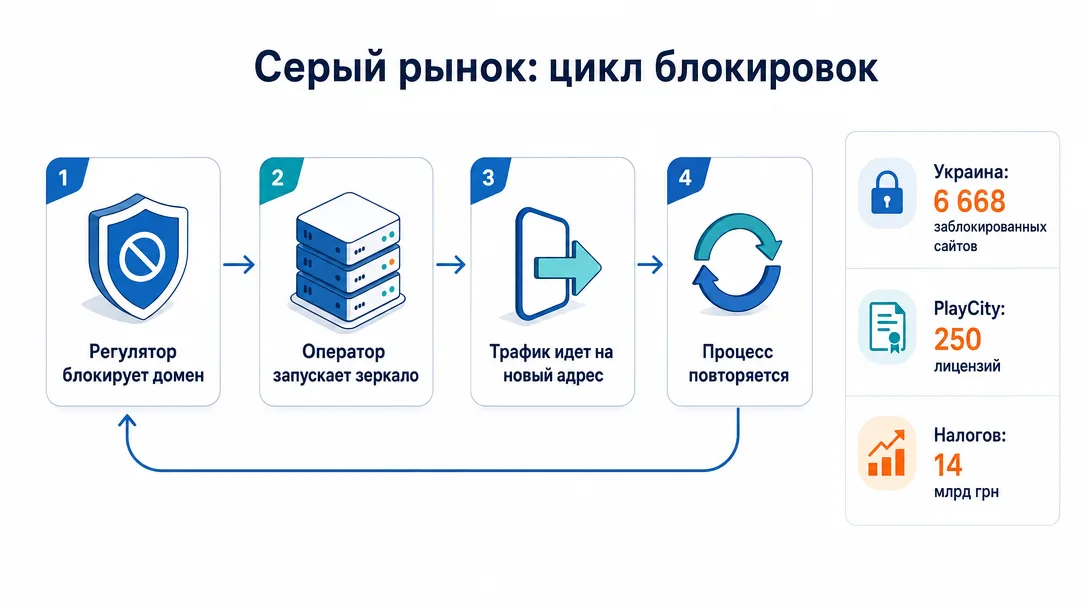 Схема работы серого рынка онлайн-гемблинга и блокировок