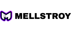 Mellstroy logo with purple and black crown-like emblem on white background