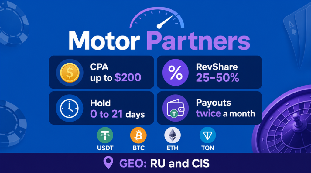 Infographic of Motor Partners affiliate program key parameters