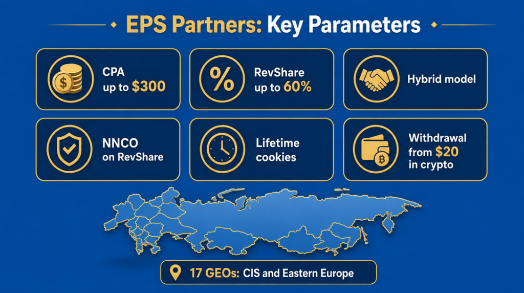 Infographic of EPS Partners affiliate program key parameters